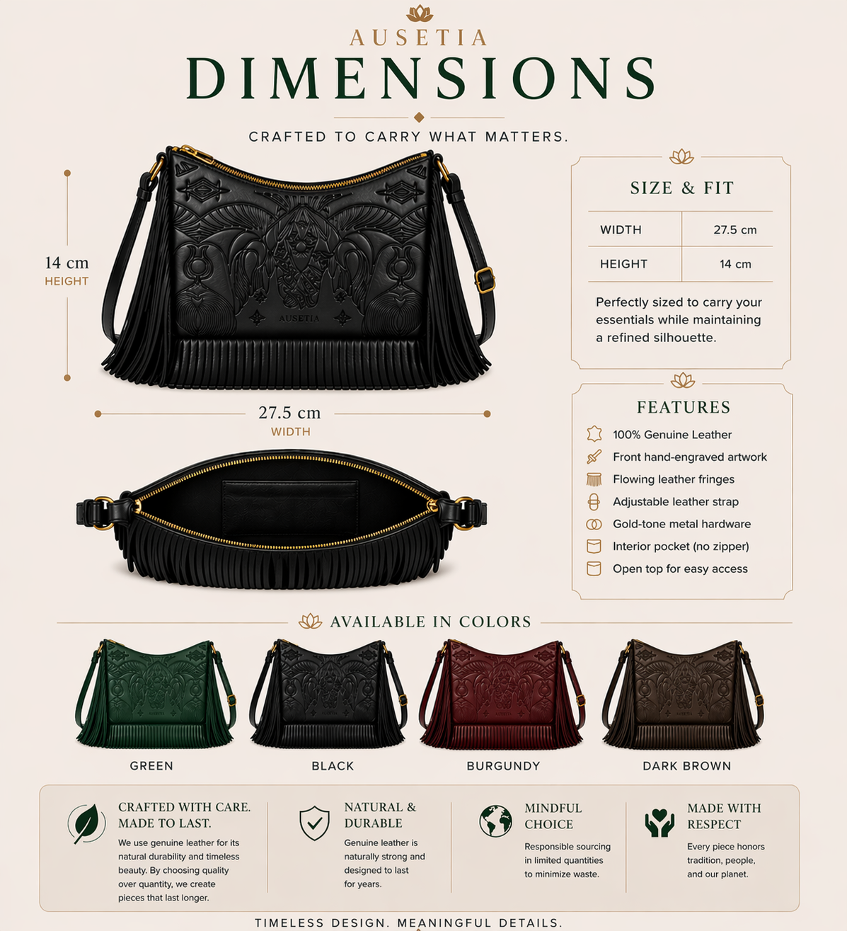 Bound in Light | Black Fringe Leather Bag