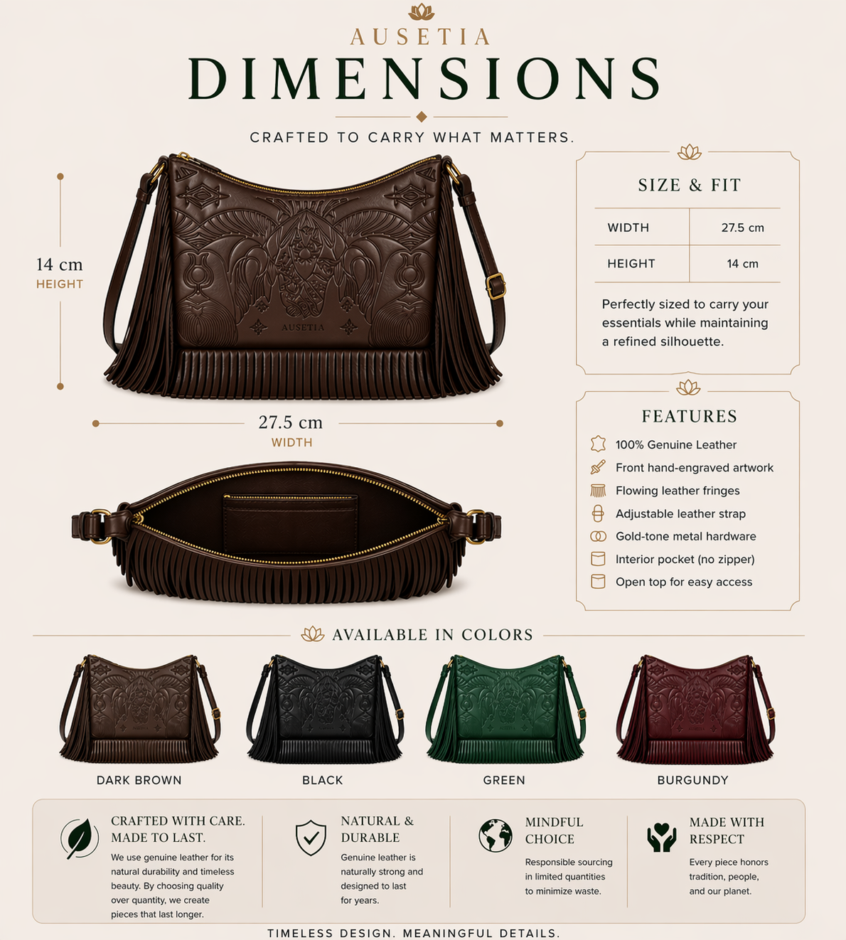 Bound in Light | Brown Fringe Leather Bag