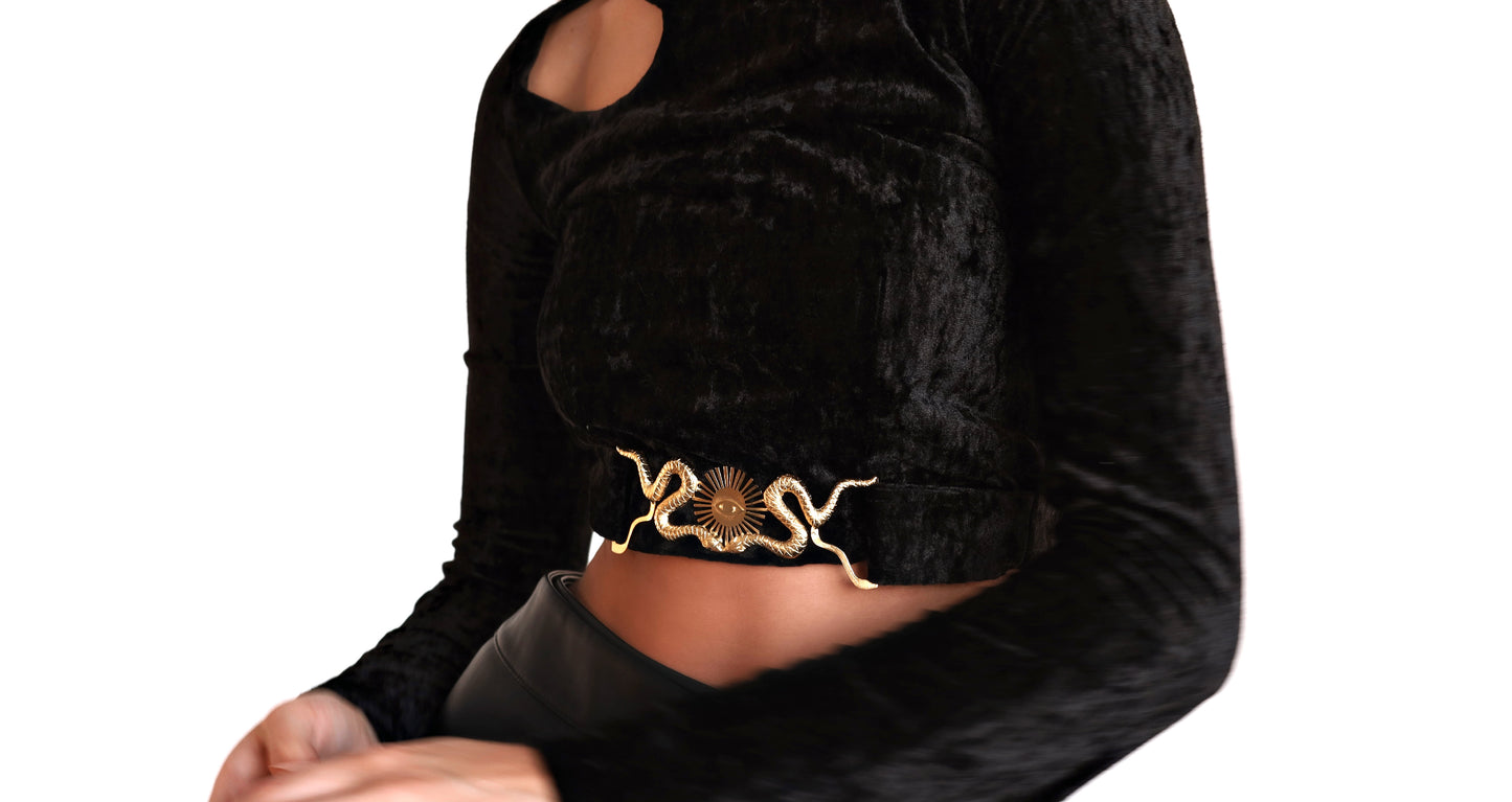 The Golden Nehebkau Black Velvet Top