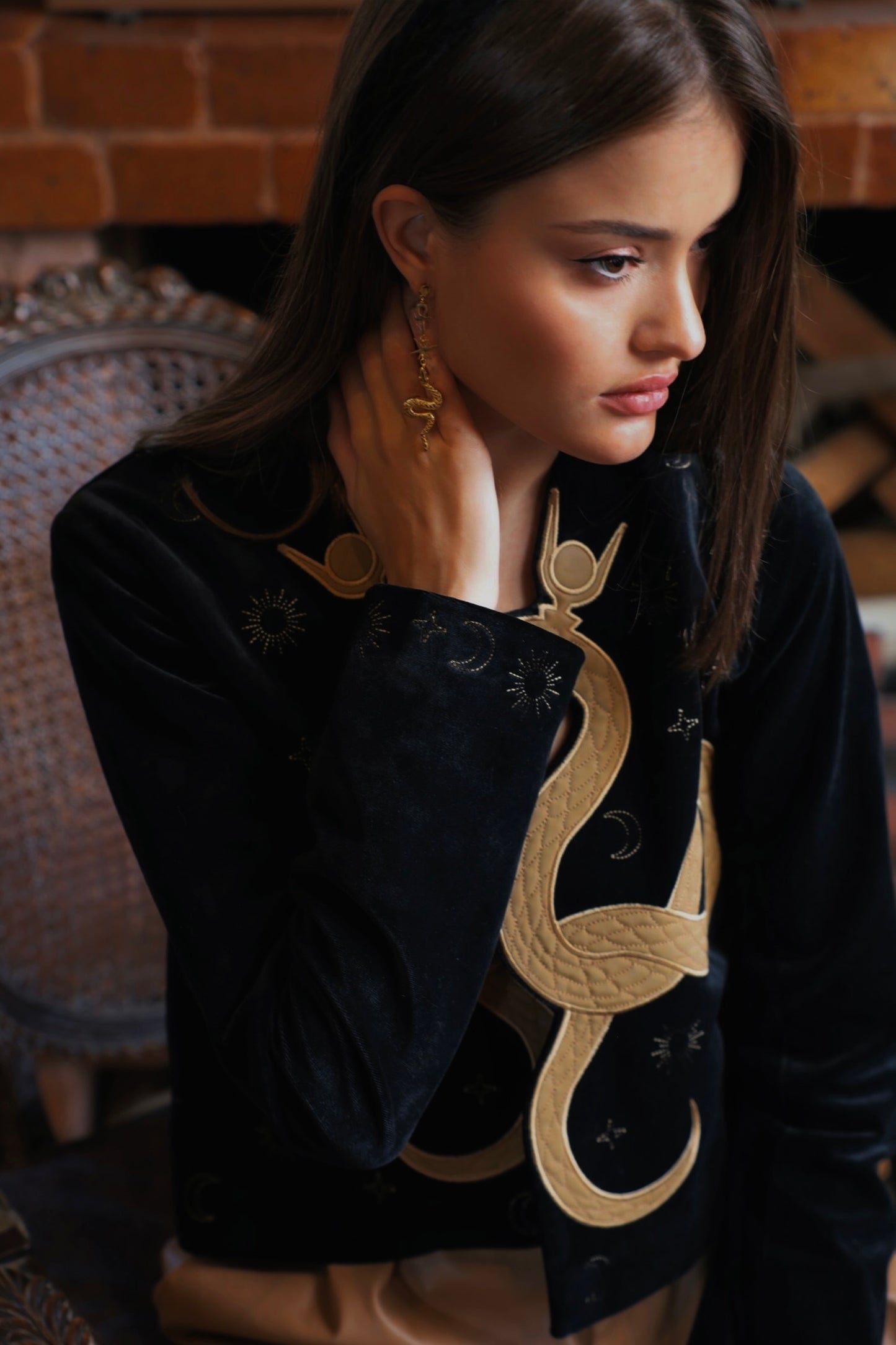 The Golden Nehebkau | Embroidered Velvet Jacket