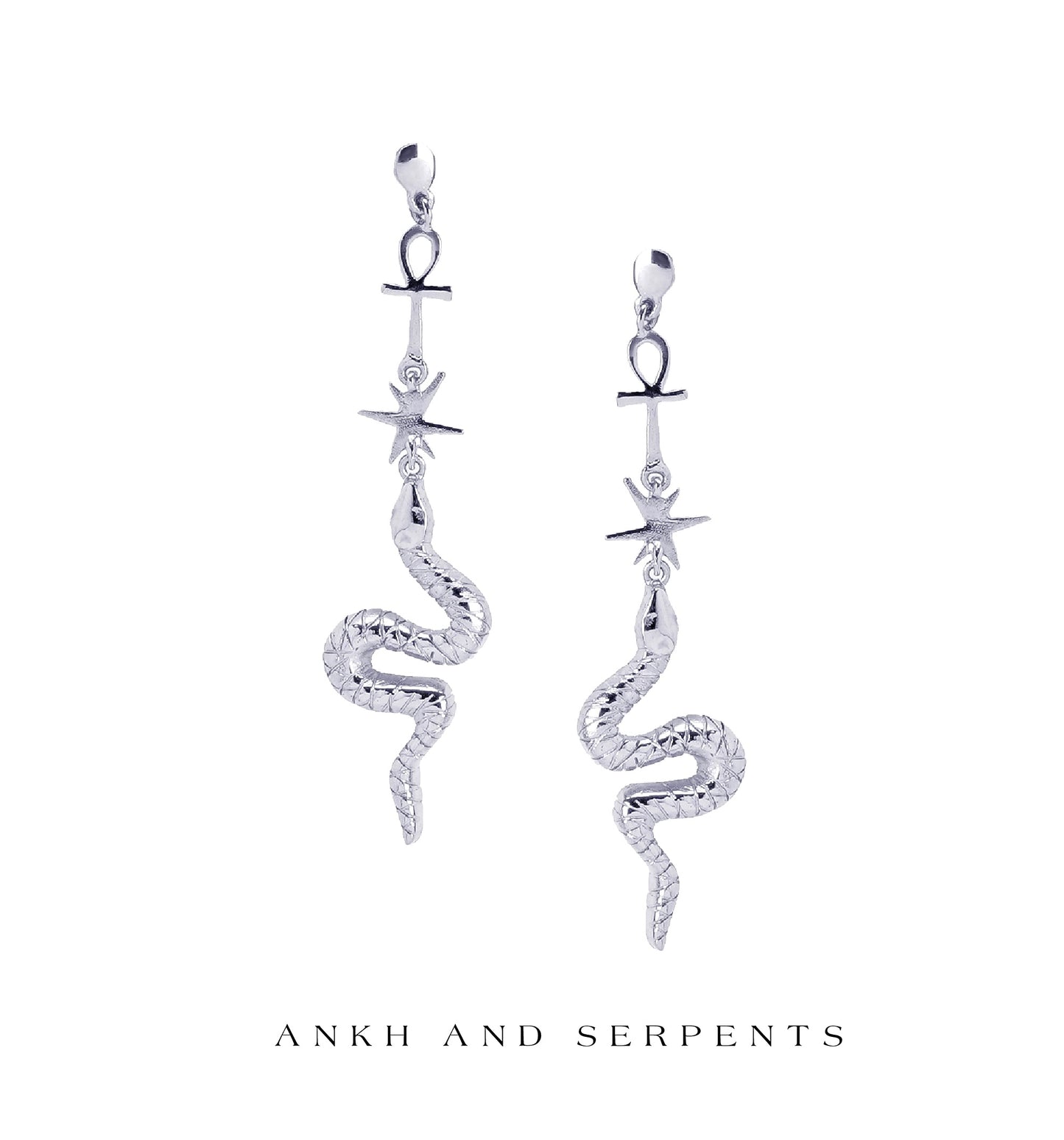 The Ankh and Serpents Gold/Silver Earrings