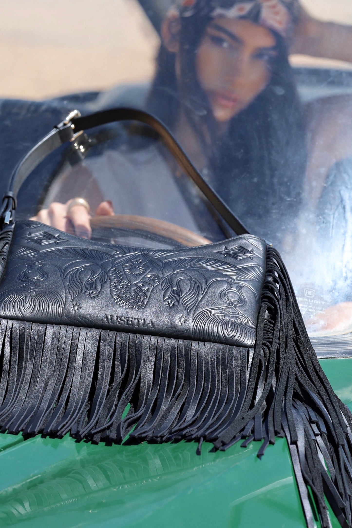 Bound in Light | Black Fringe Leather Bag