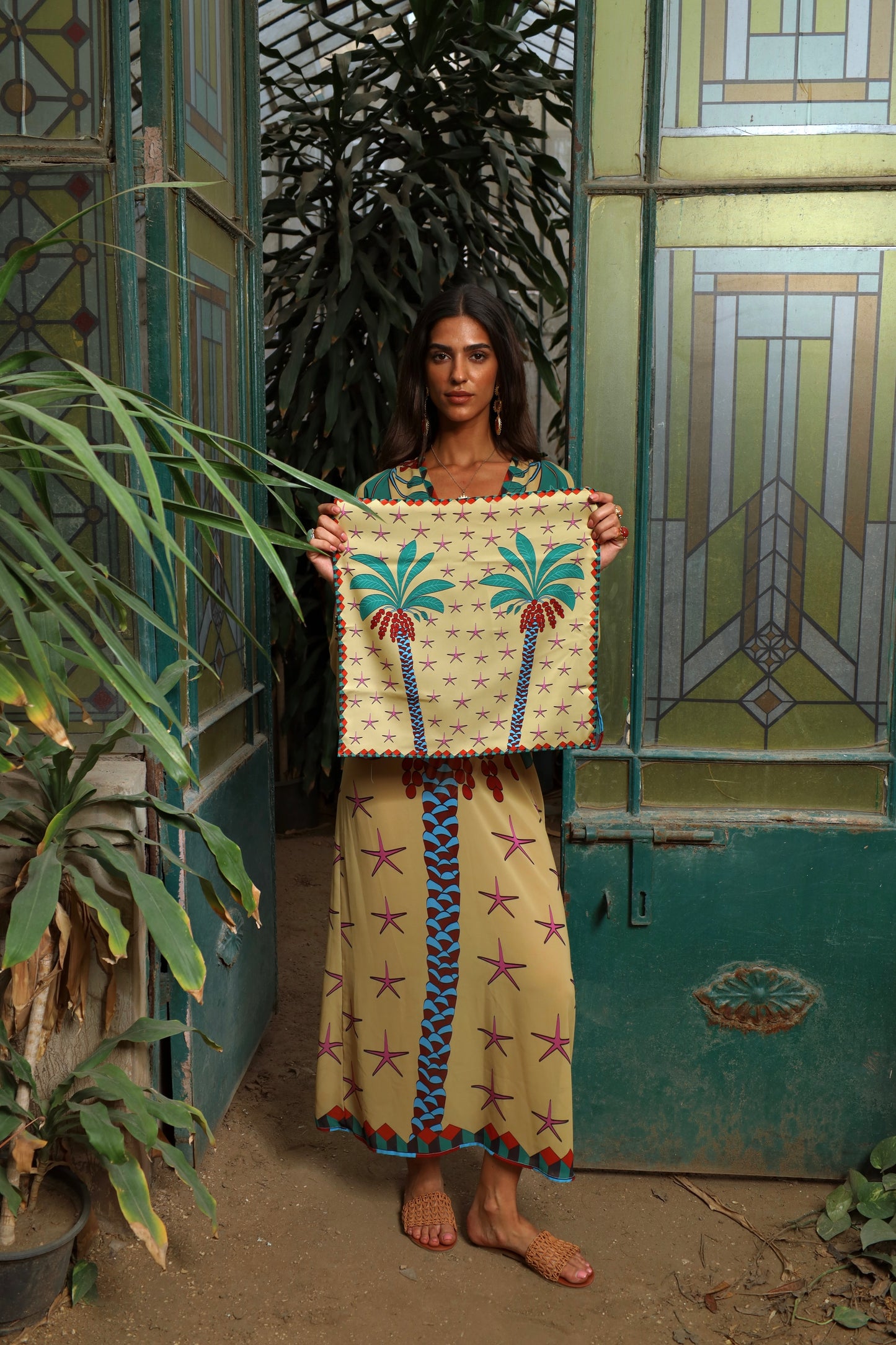 Golden Palms | Mini Scarf