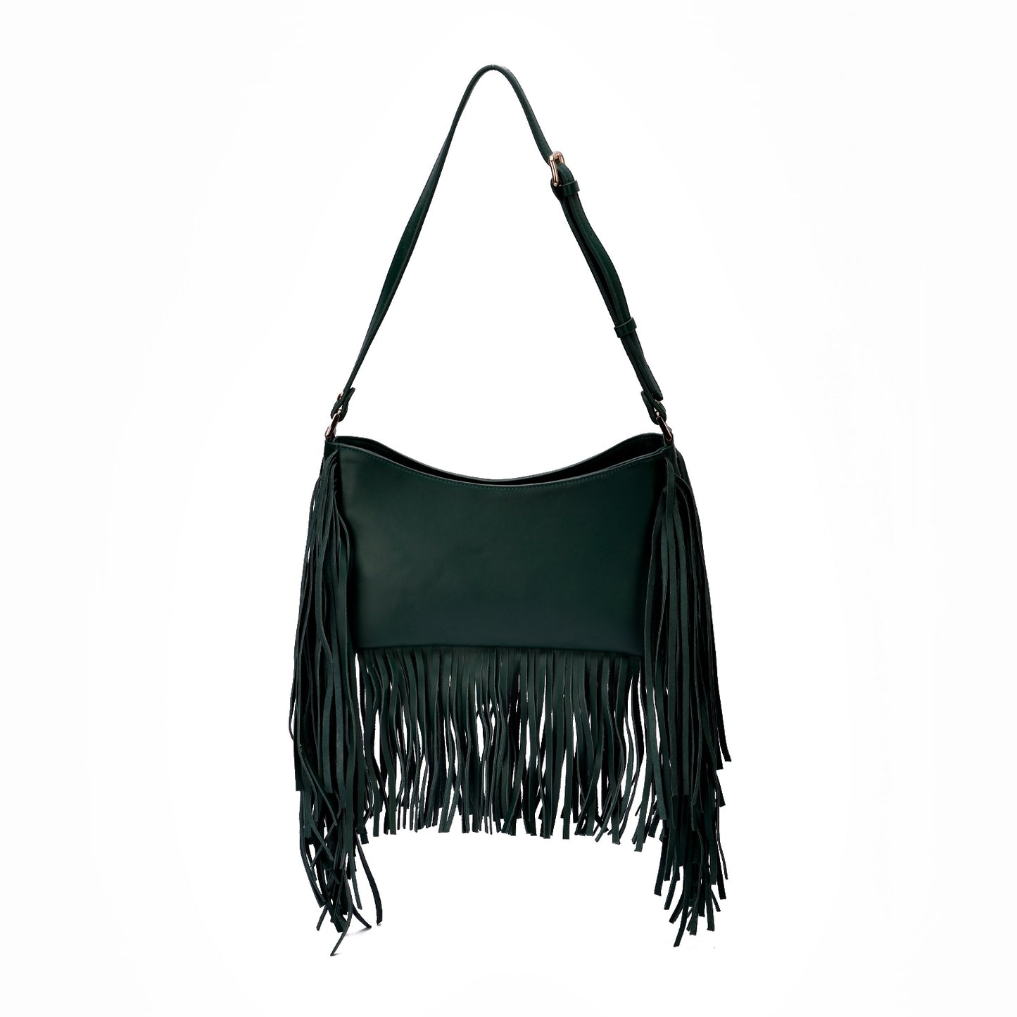 Bound in Light | Green Fringe Leather Bag