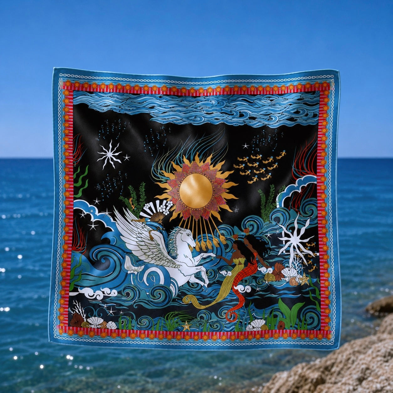 The Mystical Sun Mermaids | Mini Scarf