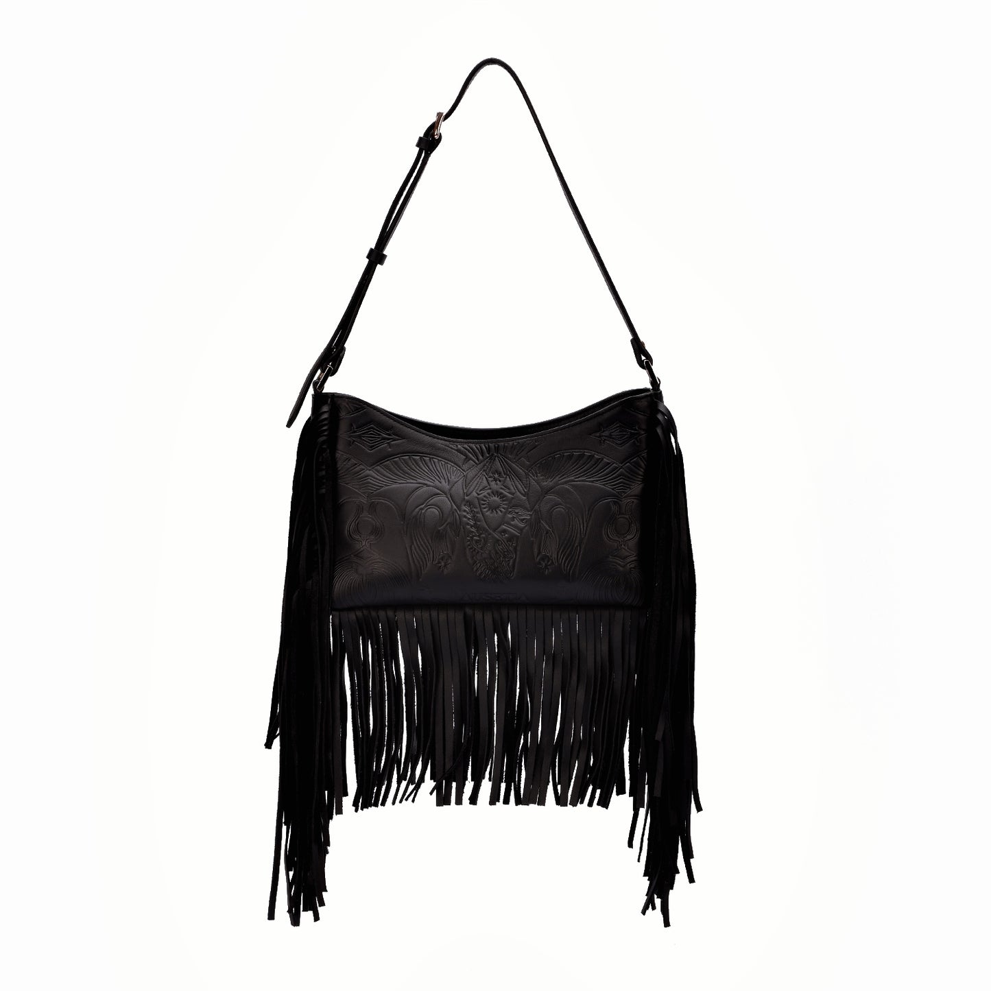 Bound in Light | Black Fringe Leather Bag