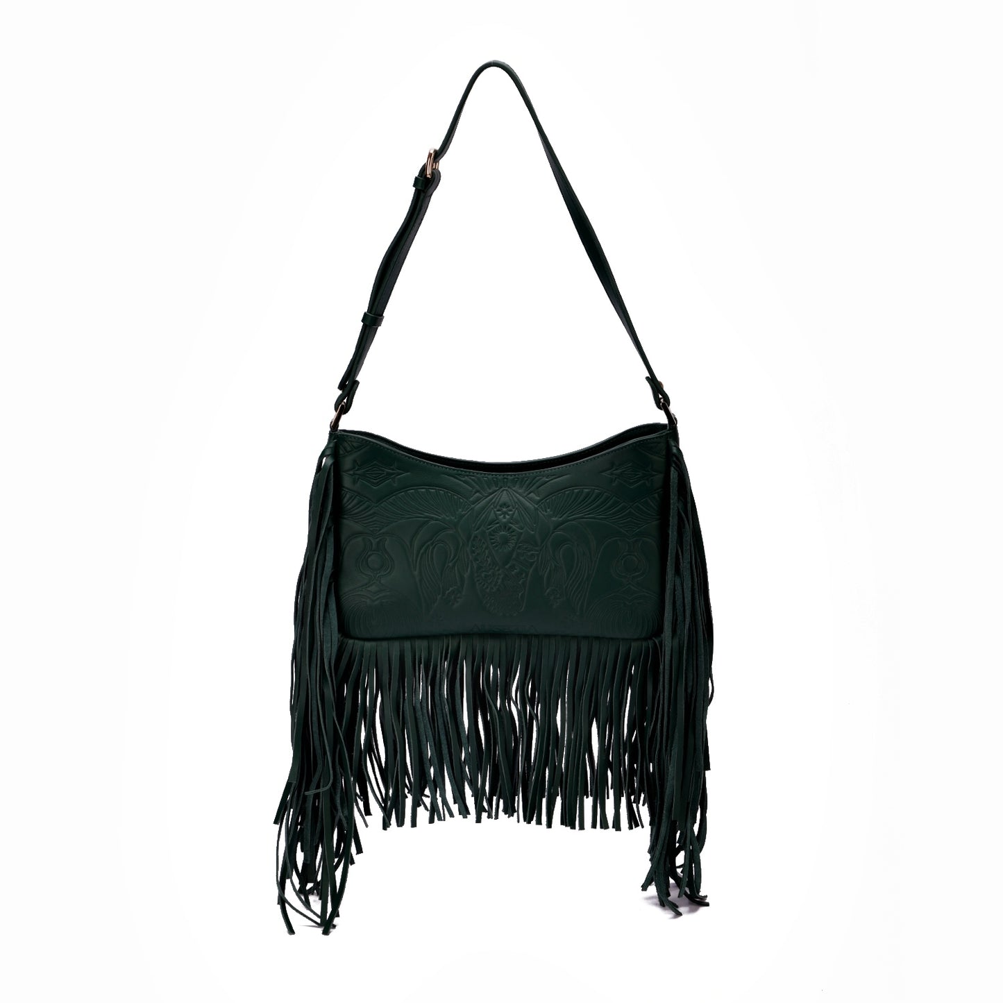 Bound in Light | Green Fringe Leather Bag