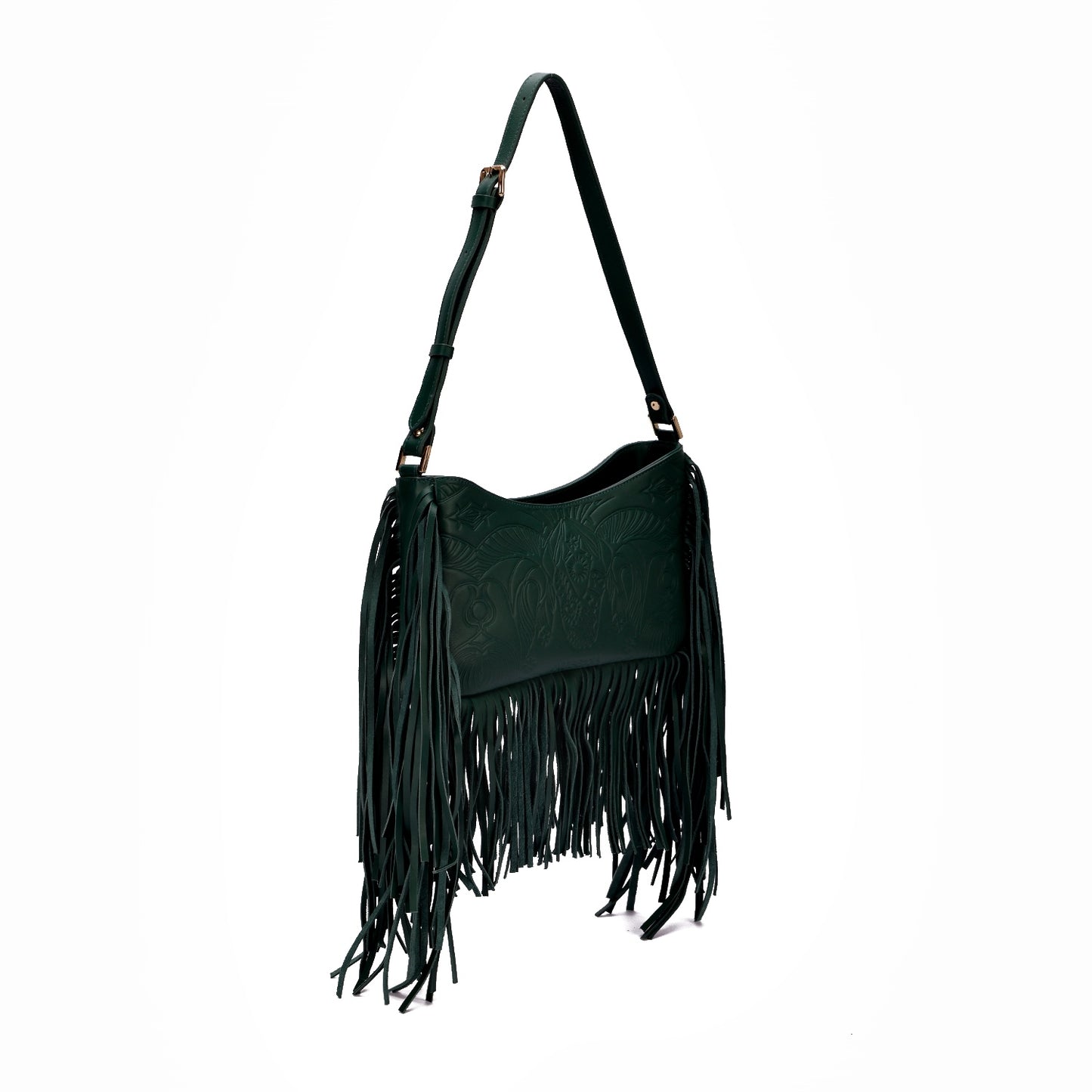 Bound in Light | Green Fringe Leather Bag