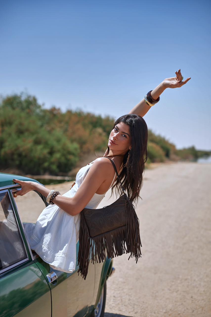 Bound in Light | Brown Fringe Leather Bag