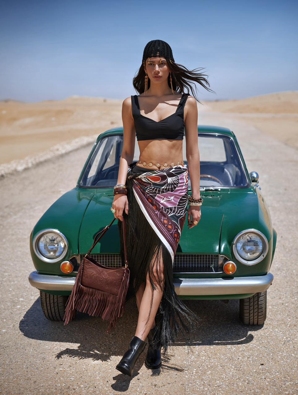 Bound in Light | Burgundy Fringe Leather Bag