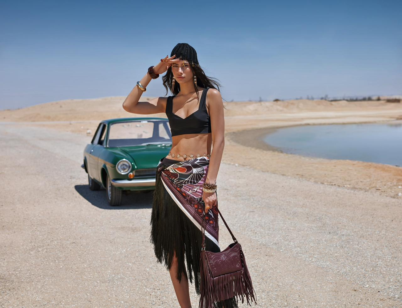 Bound in Light | Burgundy Fringe Leather Bag