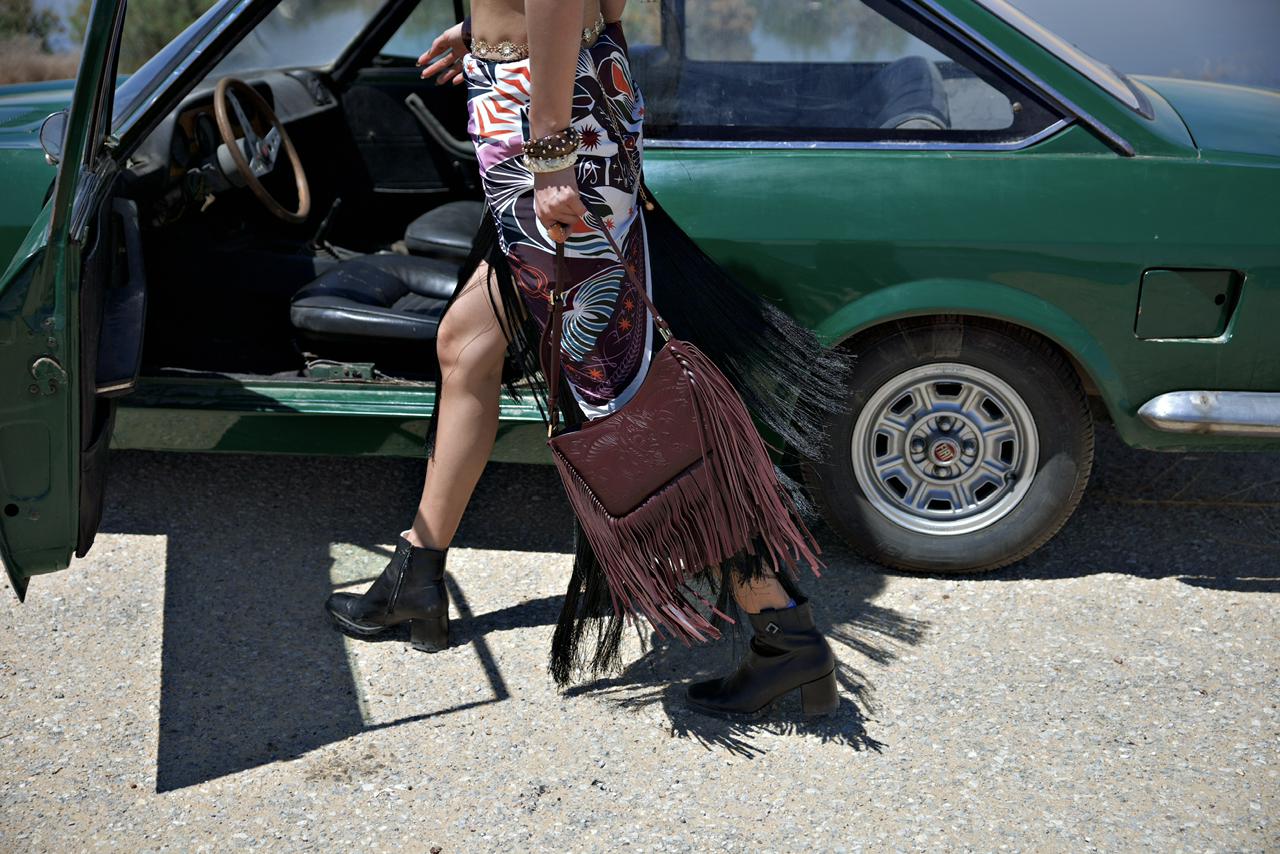 Bound in Light | Burgundy Fringe Leather Bag