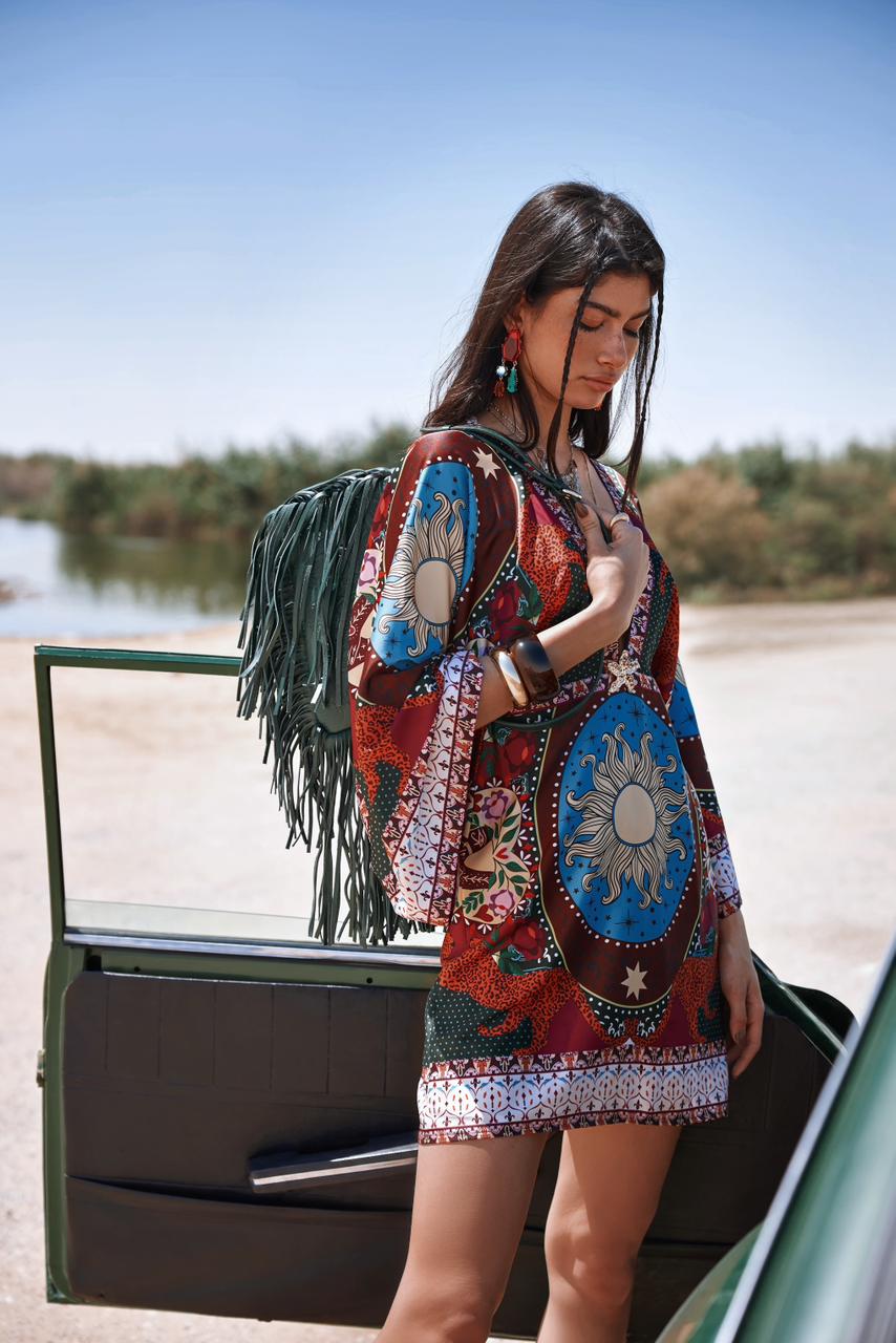 Bound in Light | Green Fringe Leather Bag