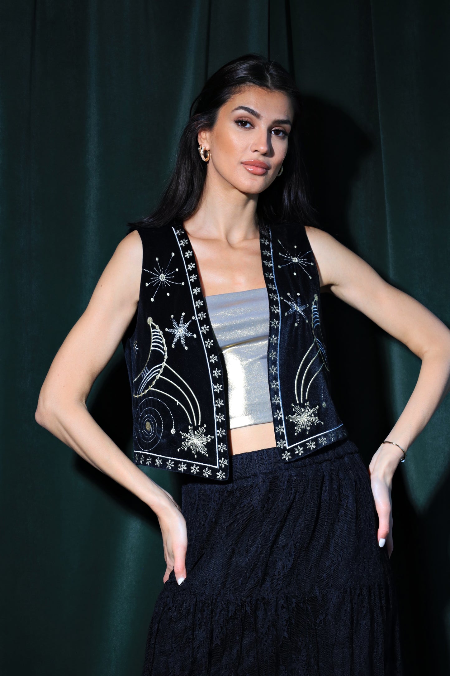 Eternal Sirius | Black Embroidered Vest