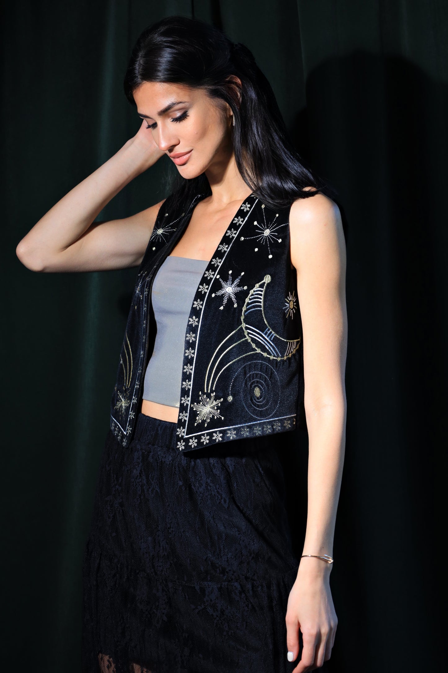 Eternal Sirius | Black Embroidered Vest