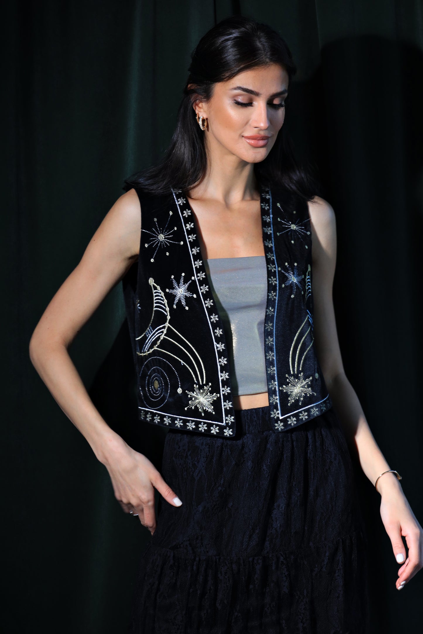 Eternal Sirius | Black Embroidered Vest