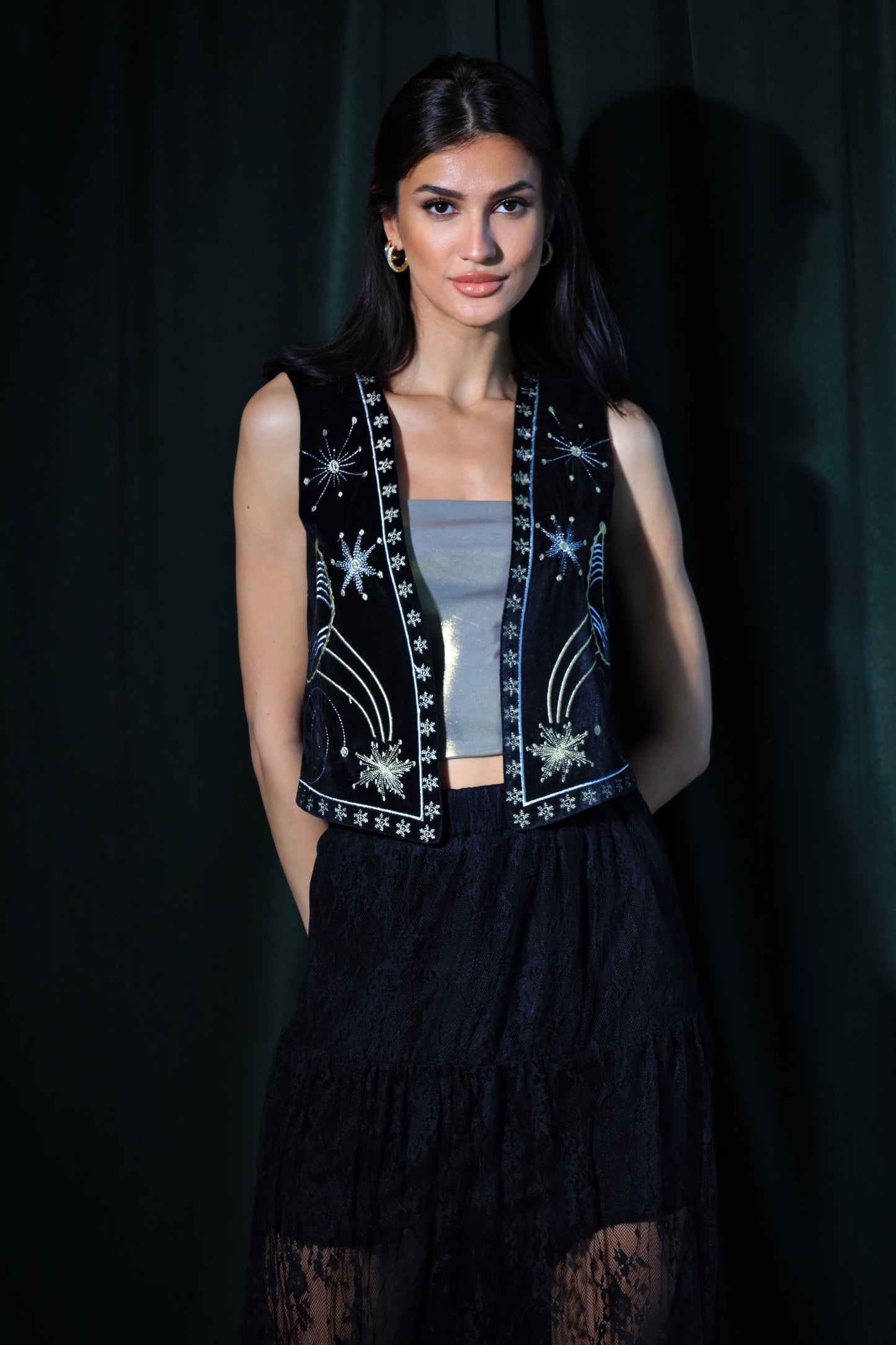 Eternal Sirius | Black Embroidered Vest