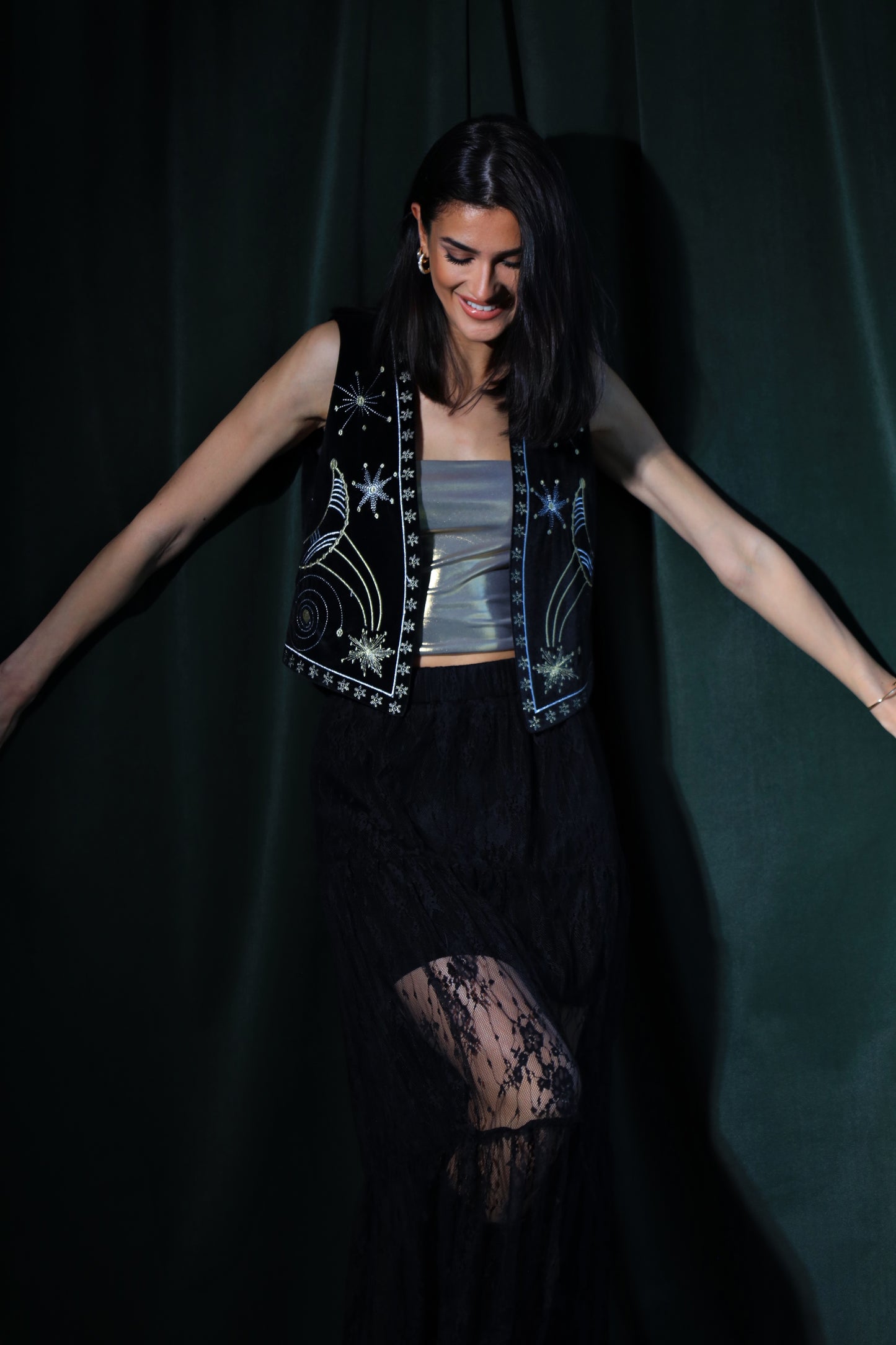 Eternal Sirius | Black Embroidered Vest